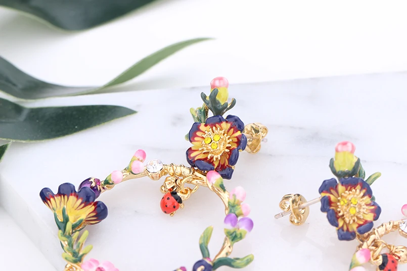 MISHA роскошные женские серьги ручной работы, эмалированные глазурные цветы, имитация драгоценных камней, ювелирные изделия в винтажном стиле, подарки для девочек 507