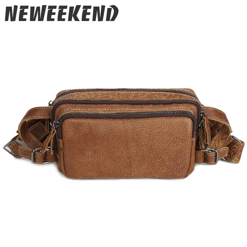 

Crazy Horse Genuine Leather Men's Waist Bag Messenger Hip Travel Fanny Pack Belt Phone Pouch YD01906
