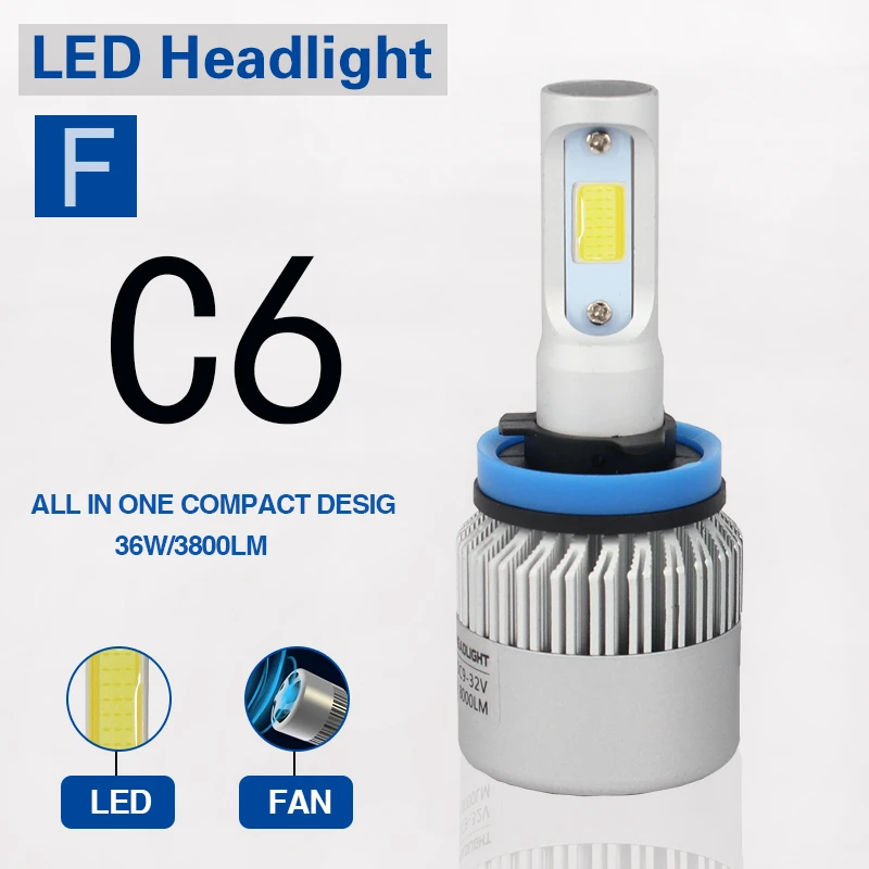 WLJH 2x H8 H11 H7 H4 Led 36 Вт 3600лм COB Чип C6 Led 12 в 24 в авто двигатель светильник фары H4 Высокий Низкий Луч автомобильный головной светильник лампа