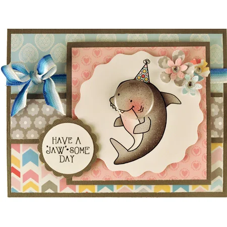 

TPP Little shark's birthday Clear rubber stamps/kids clear stamps and dies for scrapbooking/card making/animal stamp
