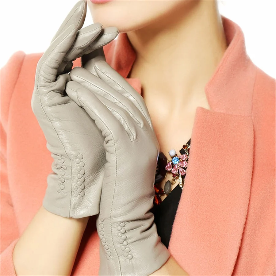 Женские перчатки из натуральной кожи с мягкой подкладкой L013NC|leather womens gloves|women fashion