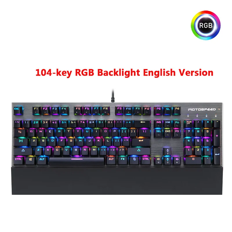 Оригинальная аутентичная игровая механическая клавиатура Motospeed CK108 с подсветкой RGB светодиодный синий переключатель Проводная клавиатура для геймера - Цвет: Золотой