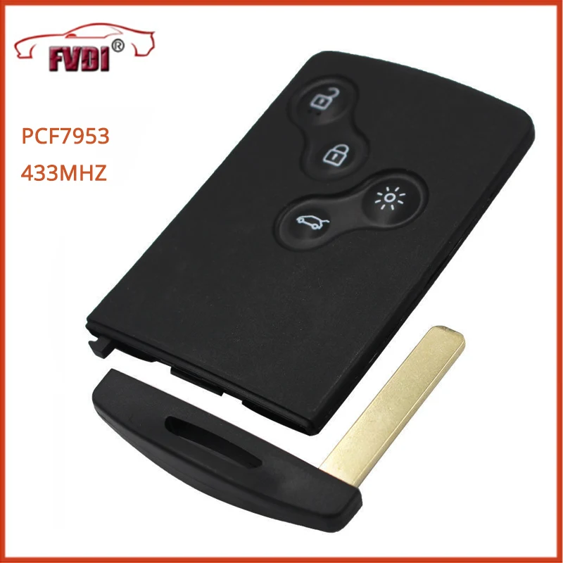 

Smart Keyless Entry Remote Key Card 4 Button 433MHZ PCF7953 for All Koleos Clio