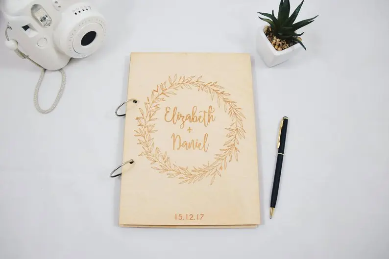 

Custom Wedding Guest Book Personalized Wedding Favor Book Couples Marriage Party Gift Wooden Book Wedding Engagement Guestbook