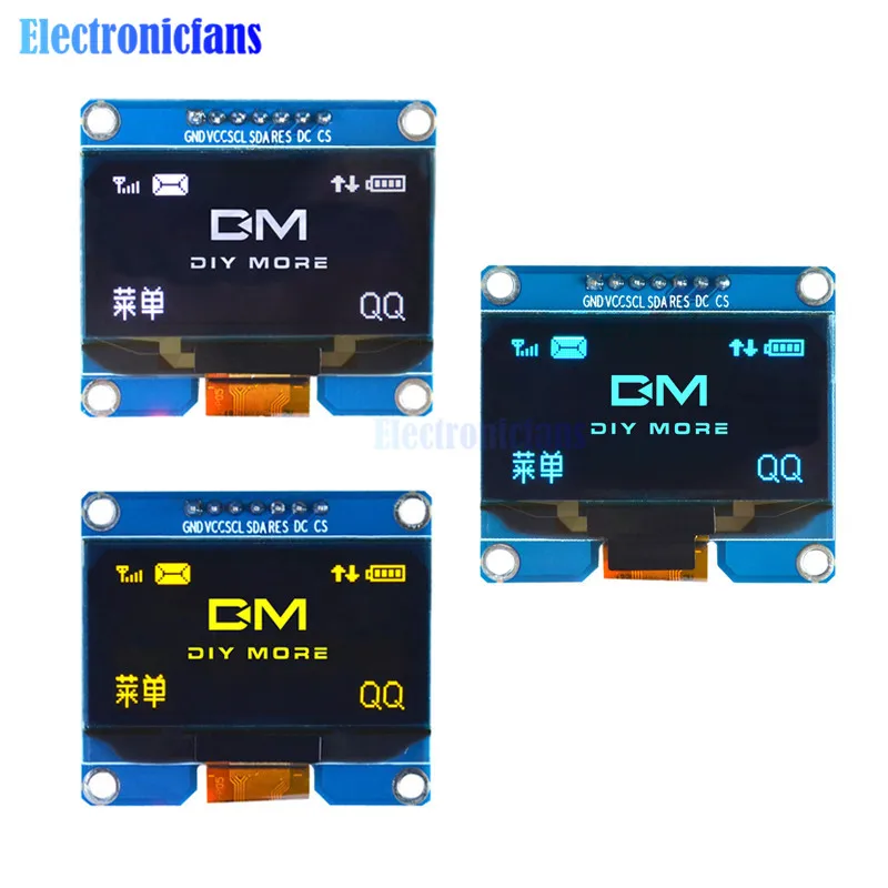 1,54 дюймов SSD1309 OLED Дисплей модуль 128x64 SPI IIC I2C Интерфейс OLED Экран доска 3,3-5 В UART для arduino желтый/белый/синий