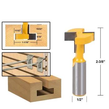 

1/2 Handle Woodworking Cutter Electric Straight Edge T-shaped Knife Woodworking T-slot Knife Hook Milling Cutters Tool 1/2*5/16