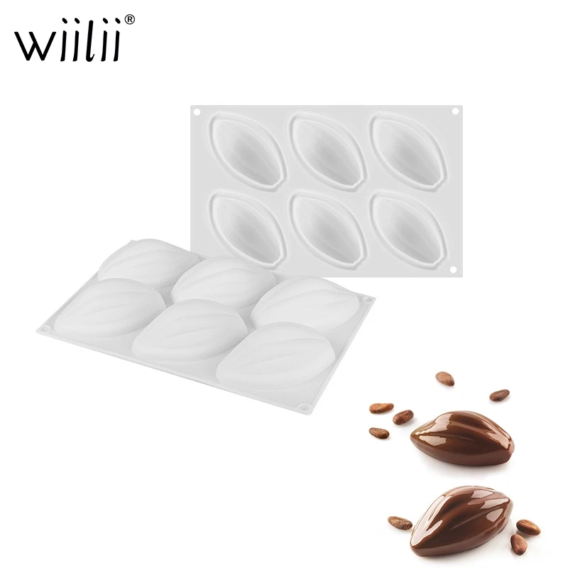 

Cocoa Bean Cake Mousse Mould Silicone Mold For Cake Dessert Chocolate Molds 6 Cavity DIY Cake Decoration Baking Tools