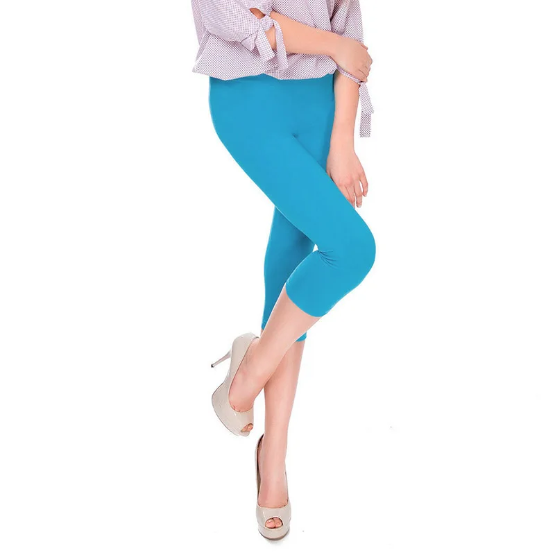 Женские леггинсы; сезон весна-осень; спортивные брюки для фитнеса; брюки до середины икры; обтягивающие укороченные облегающие леггинсы с высокой талией; большие размеры