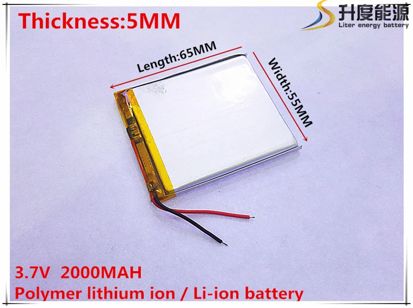 

3.7V 2000mAh 505565 Lithium Polymer Li-Po li ion Rechargeable Battery cells For Mp3 MP4 MP5 GPS mobile bluetooth