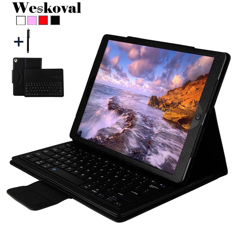 Кожаный чехол книжка с беспроводной клавиатурой Bluetooth для iPad Pro 12 9 2017 планшета