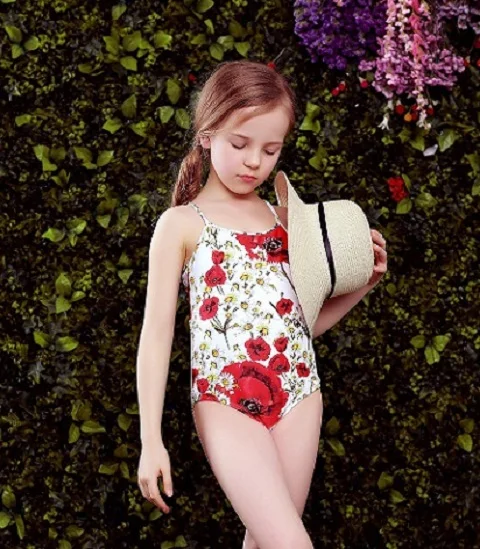 Купальный костюм для малышей бикини; коллекция года; летний цельный купальный костюм детский купальный костюм с цветочным принтом для девочек купальный костюм для малышей Детское бикини - Цвет: 10T Poppy