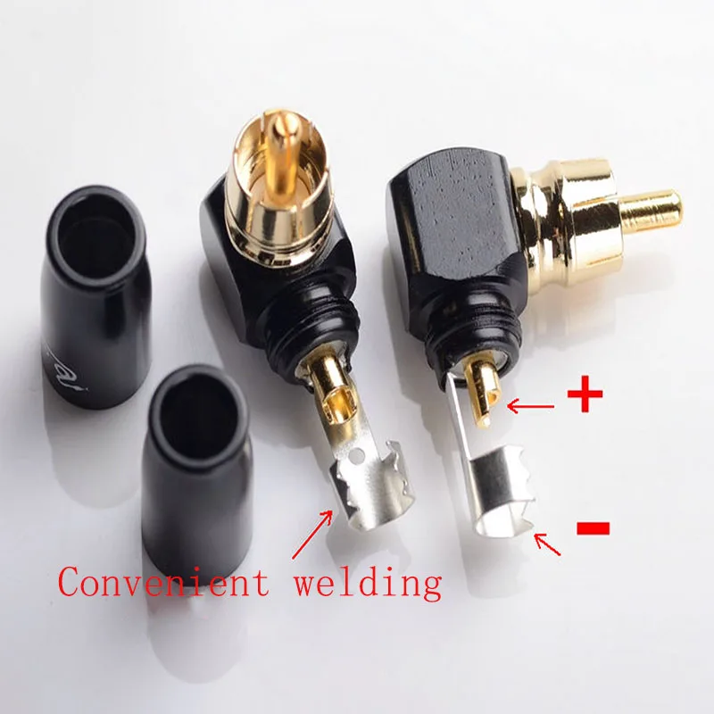 50 шт. Bent Lotus 399 штекер 90 градусов локоть AV RCA аудио правый угол вилка|Соединители| |