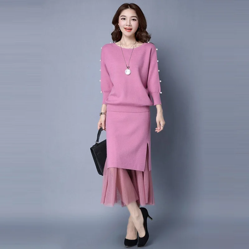 knitted skirt and top set