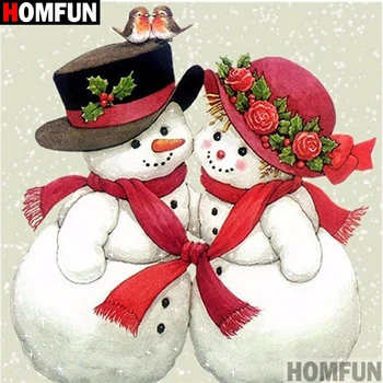 

HOMFUN Full Square/Round Drill 5D DIY Diamond Painting "Snowman couple" 3D Embroidery Cross Stitch 5D Decor Gift A16528
