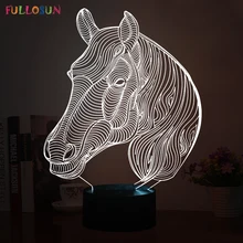 Интересный 3D иллюзия Лампа светодиодный ночник с Мустанг форма для украшения настольной комнаты