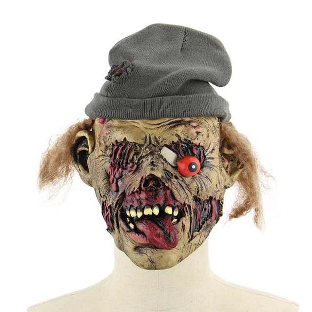 latex scary zombie halloween mask horror scary masks with hair cap for halloween masquerade costume