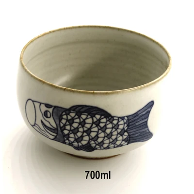 Ручной работы чаша для маття венчик совок набор традиционный японский чай Матча церемония чайный набор рыба Chawan Чайный дом подарок украшение - Цвет: 700ml