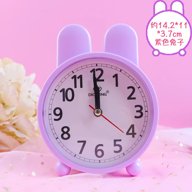 Cute Children's Alarm Clock Simple Multicolor Creative Clock Bedroom Classroom Office Decoration - Цвет: A-purple