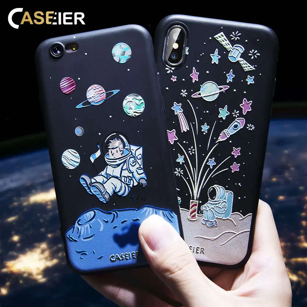 

CASEIER Space Embossed Phone Case For iPhone 7 8 Plus 6 6S Plus Soft Silicone Cases For iPhone X XR XS MAX 5S 5 SE Back Covers