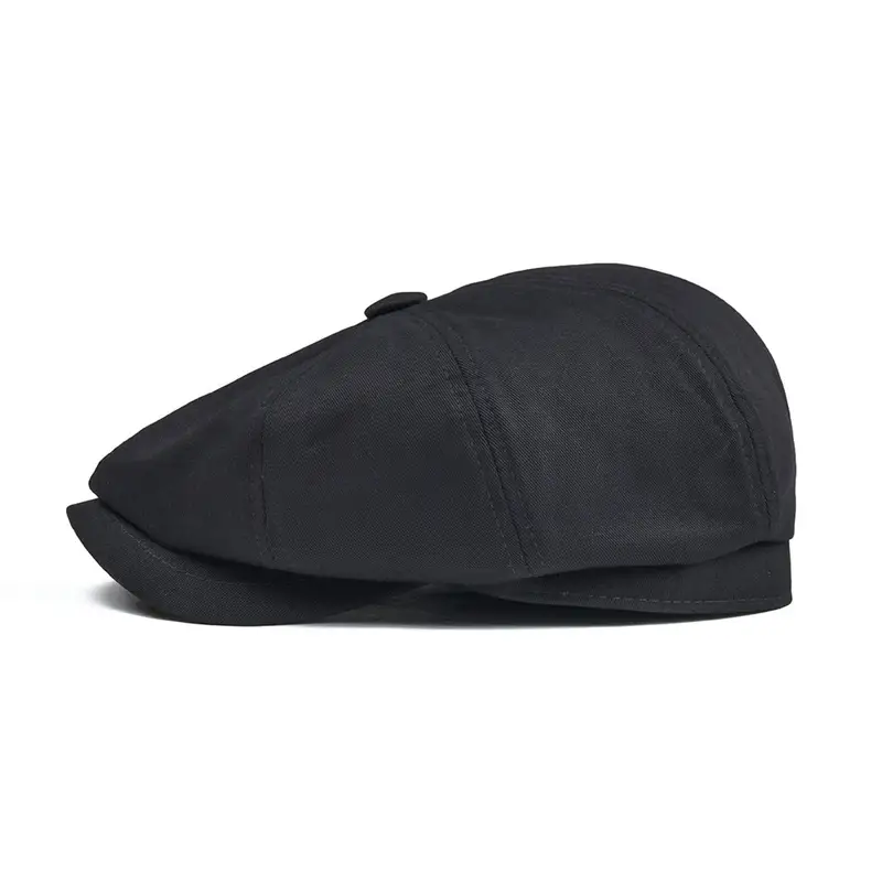 BOTVELA Newsboy Cap Men's Twill Cotton Eight Panel Hat Women's Baker Boy Caps Retro Big Large Hats Male Boina Black Beret 003 - Image 2
