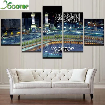 

YOGOTOP DIY Diamond Painting Cross Stitch Kits Full Diamond Embroidery 5D Mosaic Islamic Mosque Castle Landscape 5pcs ML321
