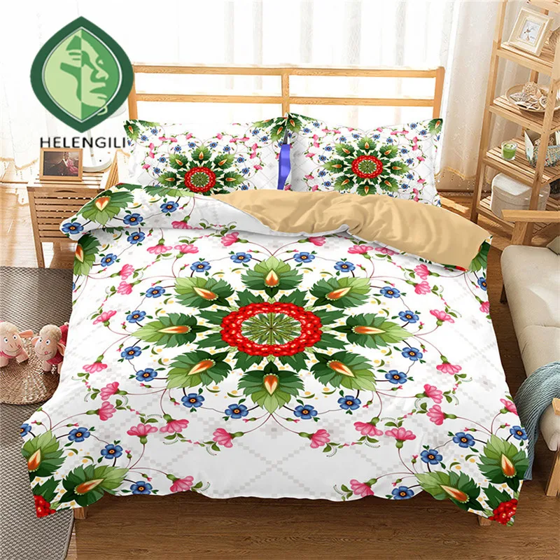

HELENGILI 3D Bedding Set Bohemia Print Duvet cover set lifelike bedclothes with pillowcase bed set home Textiles #2-01