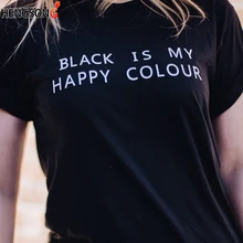 Летняя Женская теннисная рубашка для тренировок спортивные футболки унисекс парные Топы Черный IS MY HAPPY COLOR футболки с буквами Топы