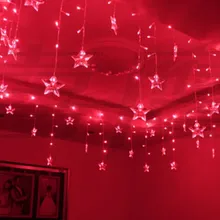 Красный светодиодный гирлянды рождественское освещение Свадебная вечеринка украшение люстра 3,5 м 100 светодиодный s 16p жемчужные звезды