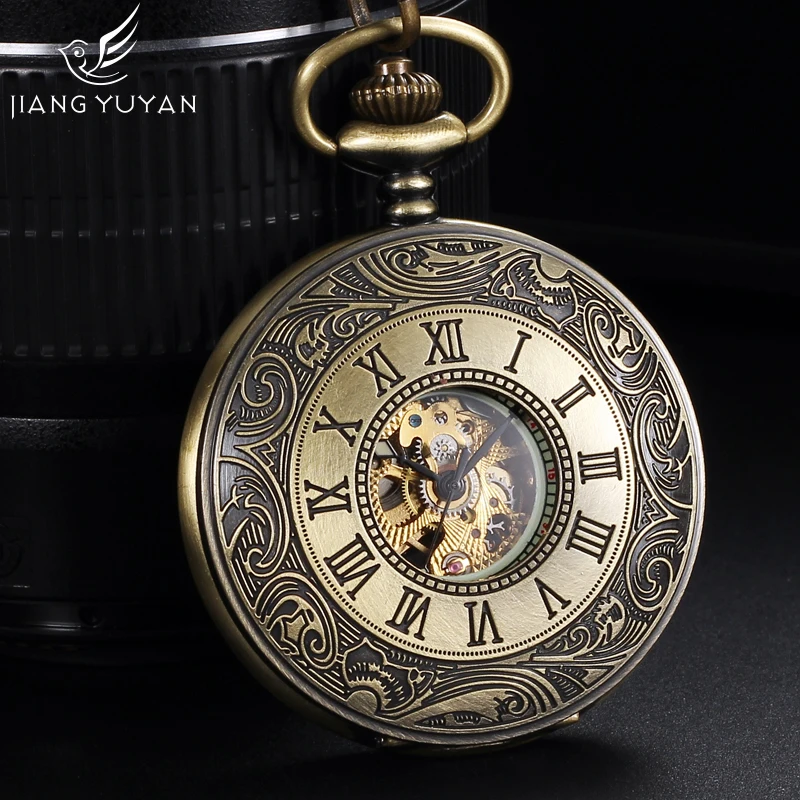 

Luminous Rome Style Automatic Self-Wind Mechanical Pocket Watches For Men Women w 36cm Chain Luxury Brand Fashion Antique Gift