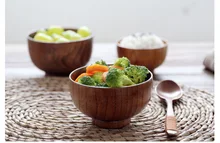 Natural Jujube Wooden bowl Round Salad Bowl Kitchen Bamboo Handmade Children Fruit Rice Cup Soup Salad