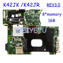 K42JK материнская плата 8* Память 1 ГБ REV3.0 для ASUS K42JR JZ JE K42JP JY A42J K42J X42J A40J DDR3 HM55 материнская плата для ноутбука тестирование