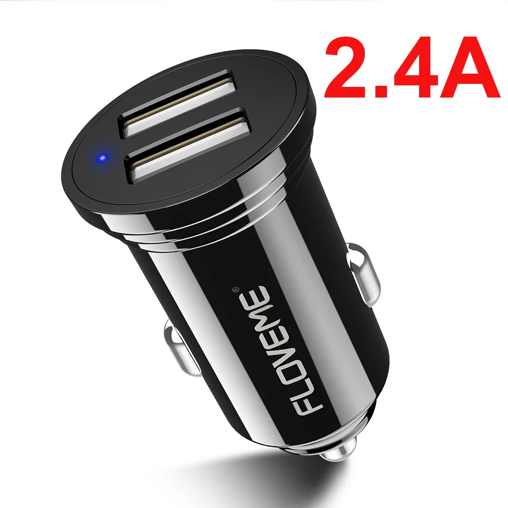FLOVEME 3.1A/2.4A универсальное Мини Двойное USB Автомобильное зарядное устройство для мобильного телефона автомобильное usb-устройство для зарядки телефона быстрая зарядка автомобильное зарядное устройство адаптер - Тип штекера: 2.4A Charger