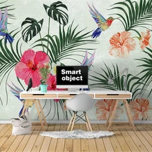 Пользовательские фото обои ручная роспись акварелью тропические листья птицы ТВ диван фон стены стикеры 3D обои beibehang