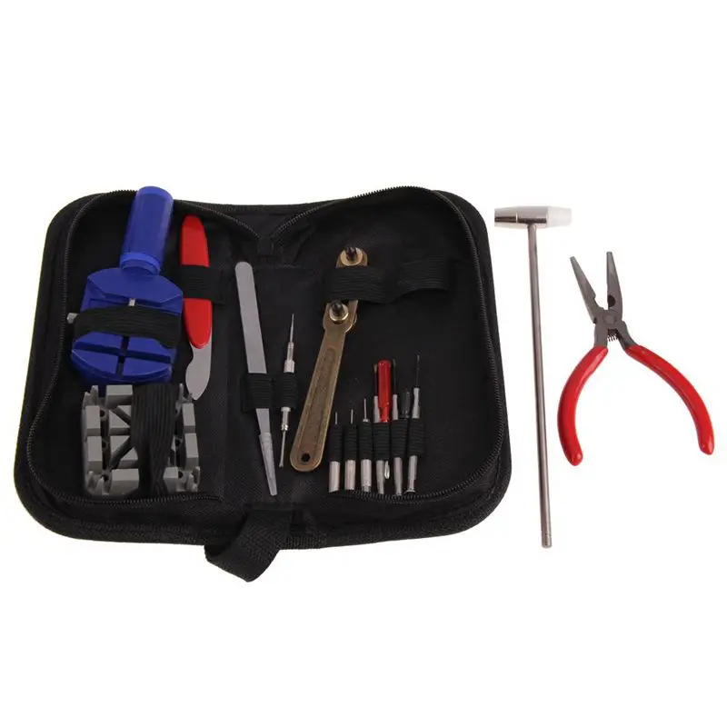 16 шт./компл. Часы repair tool Kit булавки набор часов Дело открывалка для пружина тяги Бар Отвертка для снятия крепежа Пинцет Часовщик