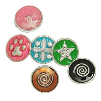 

10Pcs Mixed Enamel Rhinestone 4.5mm Mini Snap Buttons Fit Snap Bracelets Jewelry Making Charms Wholesale 12.5mm