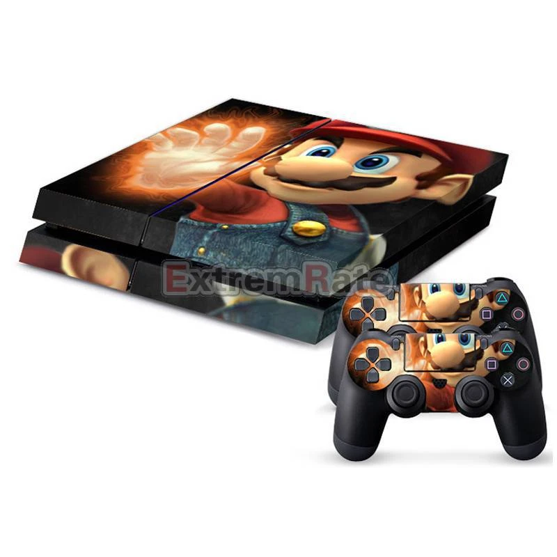 Super Mario Bros Game Decal Skin For Playstation 4 Console + 2 Pcs Stickers For Ps4 Controller Accessories -