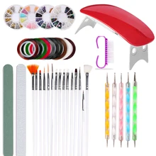 Набор инструментов для дизайна ногтей УФ-мини-светодиоды лампа Сушилка для ногтей с 10 шт. маникюрные инструменты набор пилок для ногтей кисть дрель маникюрные инструменты для ногтей