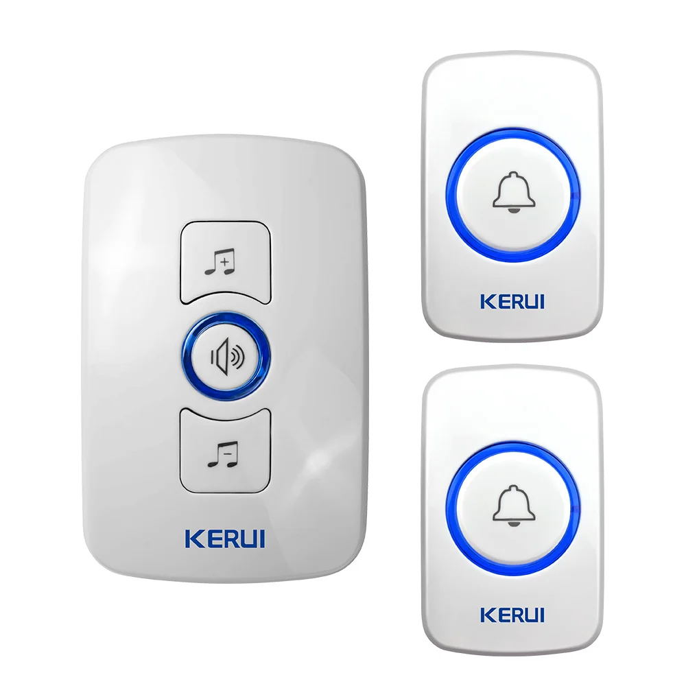 KERUI, высокое качество, Домашняя безопасность, беспроводной, добро пожаловать, Аварийная сигнализация, дверной звонок, 433 МГц, входная дверь, оповещение, водонепроницаемая кнопка, дверной звонок - Цвет: Doorbell kit3-white