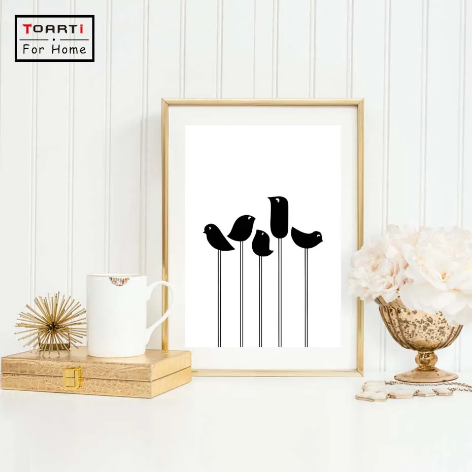 Kids Birds Posters And Prints Modern Canvas Painting Black White Cute Wall Art Picture For Living Room Home Decoration | Дом и сад