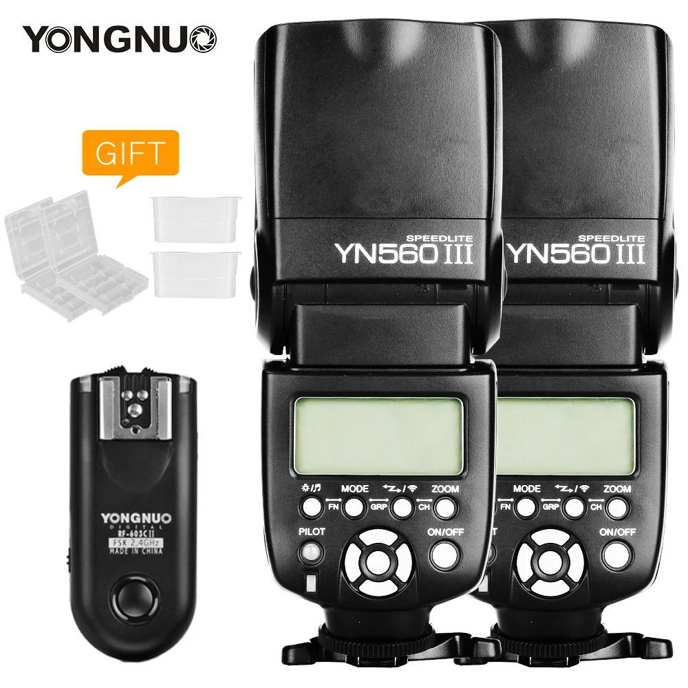 2PCS Yongnuo YN 560 III YN560III Flash Mit RF 603 II Einzel Transceiver