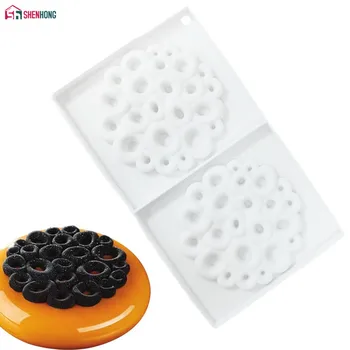 

SHENHONG 2 Cavity Different Flower Baking Pan Silicon Mold Making Round Donut Random Microwave Safe DIY Cake Decoration Tools