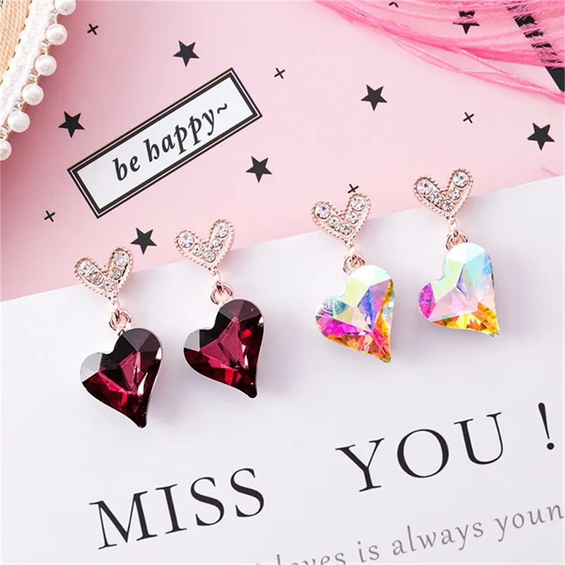 2018 Trendy stud earrings for women Fashion Zircon earrings Diamond-encrusted love heart earring Stud Earrings Brincos J04#N (6)