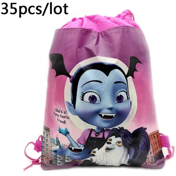 

Baby Shower Kids Favors Drawstring Gifts Bags Vampirina Design Non-woven Fabric Backpack Birthday Events Party Mochila 35PCS/LOT