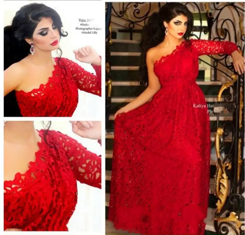 One shoulder red lace prom dresses 2017 One shoulder red lace prom dresses 2017