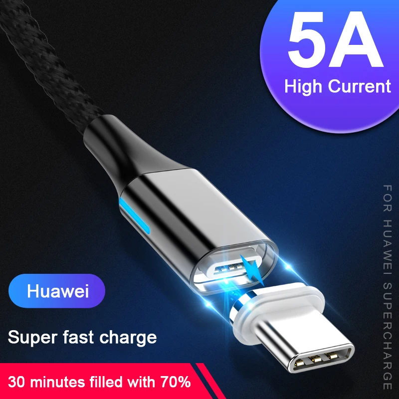 5А Магнитный USB C кабель для быстрой зарядки Type Micro Huawei Xiaomi шнур с поддержкой