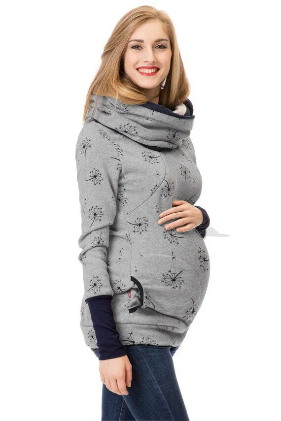 Sudaderas con capucha de maternidad llevar bebé titular embarazada sudadera embarazo con capucha Top invierno ropa de lactancia Tops para mujeres