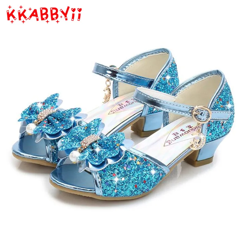 

Children's Sandal Crystal Bow Shiny High Heels Princess Shoes Hot Sale Girls Fish Mouth Sandals high heel shoes for children