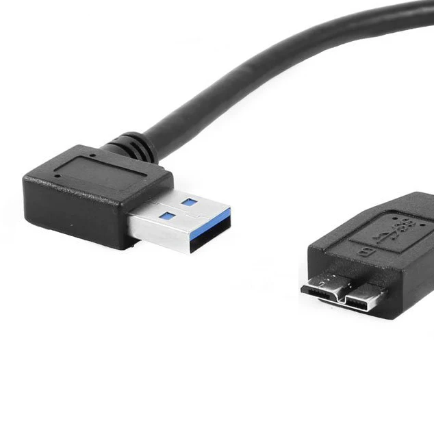 Черный правый угол USB 3,0 Тип мужчина к Micro B Штекерный Кабельный соединитель Адаптер