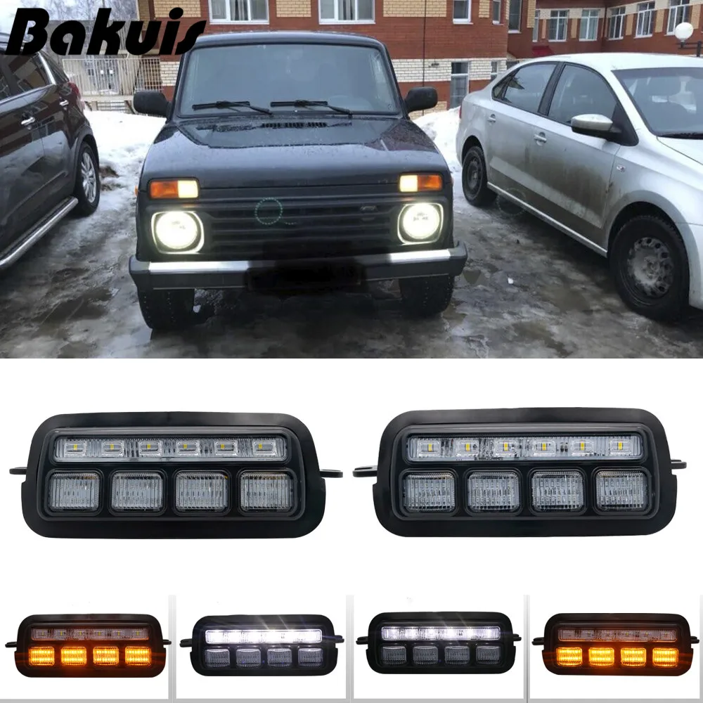 

For Lada Niva 4X4 1995- LED DRL lights with running turn signal PMMA / ABS plastic function accessories car styling tuning