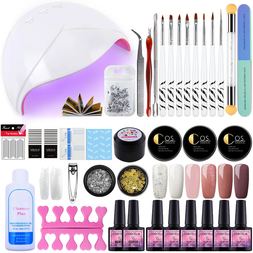 

COSCELIA Gel Nail Polish Manicure Tools Set Choose 6 Color Gel Polish For Manicure Nail Art All For Manicure UV Led Lamp Kit
